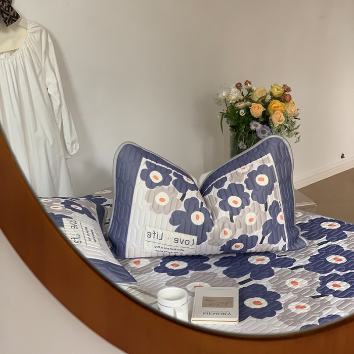 91家纺网 家纺一手货源 找家纺 昔可 2022新款大版印花乳胶凉席 复古色大花