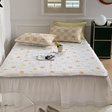 昔可 2022新款大版印花乳胶凉席 黄色笑脸