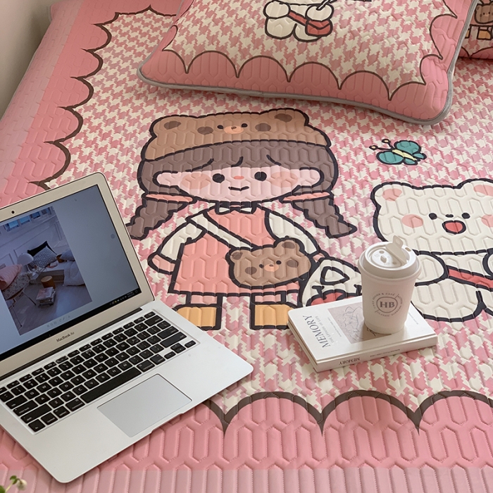 91家纺网 家纺一手货源 找家纺 昔可 2022新款大版印花乳胶凉席 萌萌女孩