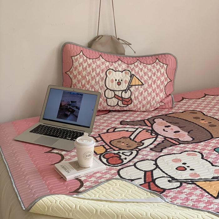 91家纺网 家纺一手货源 找家纺 昔可 2022新款大版印花乳胶凉席 萌萌女孩