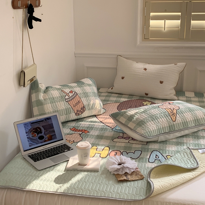 91家纺网 家纺一手货源 找家纺 昔可 2022新款大版印花乳胶凉席 面包女孩