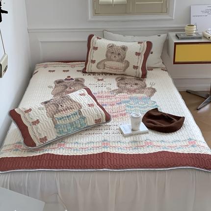 昔可 2022新款大版印花乳胶凉席 生日熊宝