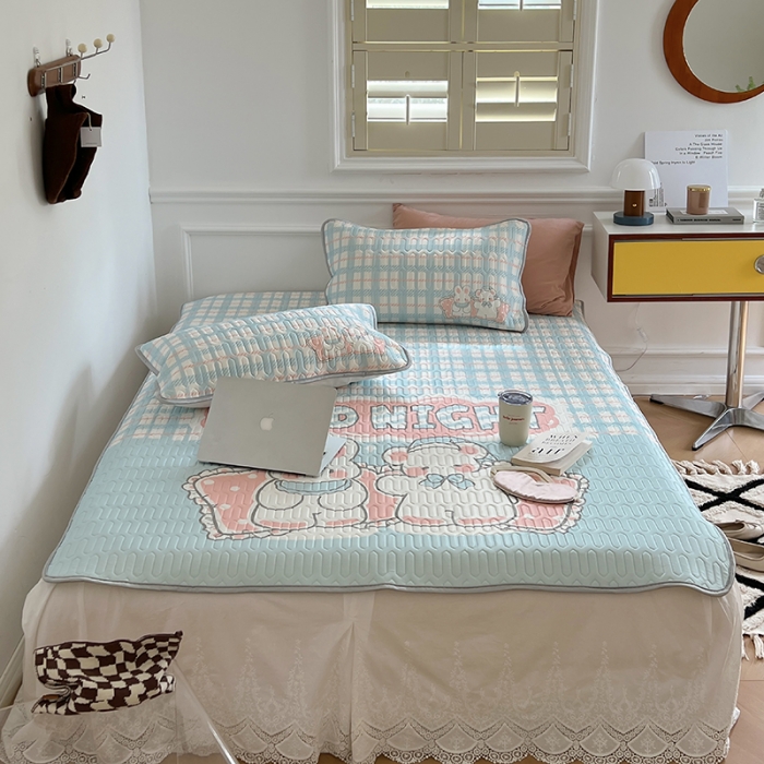 91家纺网 家纺一手货源 找家纺 昔可 2022新款大版印花乳胶凉席 晚安宝贝