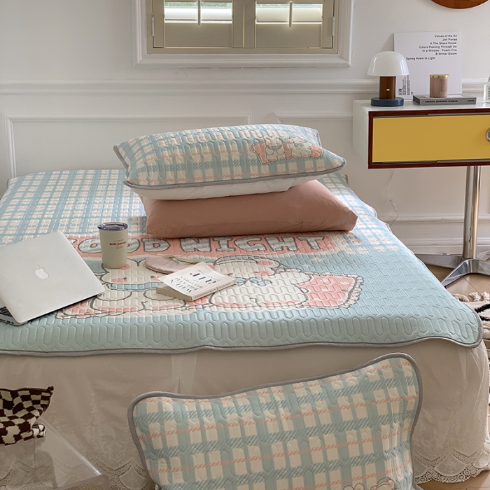 91家纺网 家纺一手货源 找家纺 昔可 2022新款大版印花乳胶凉席 晚安宝贝