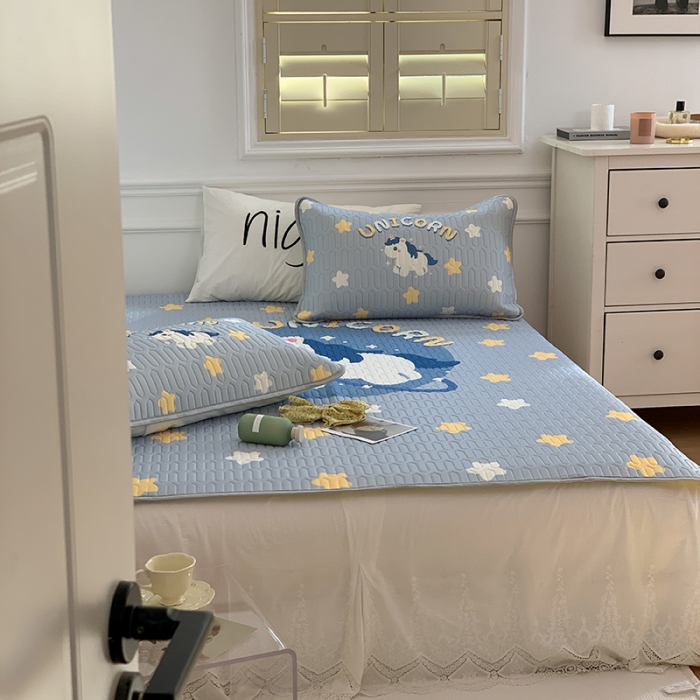 91家纺网 家纺一手货源 找家纺 昔可 2022新款大版印花乳胶凉席 星星木马