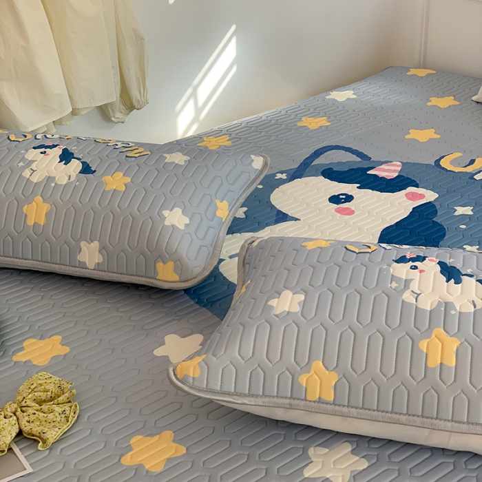 91家纺网 家纺一手货源 找家纺 昔可 2022新款大版印花乳胶凉席 星星木马