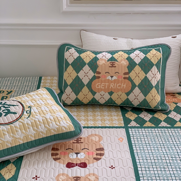 91家纺网 家纺一手货源 找家纺 昔可 2022新款大版印花乳胶凉席 有虎同享