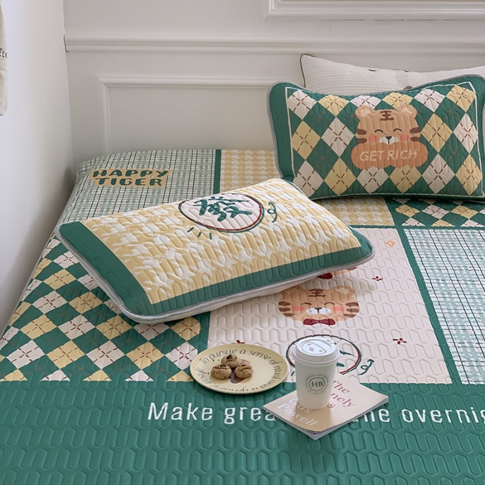 91家纺网 家纺一手货源 找家纺 昔可 2022新款大版印花乳胶凉席 有虎同享