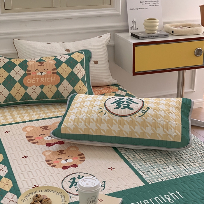 91家纺网 家纺一手货源 找家纺 昔可 2022新款大版印花乳胶凉席 有虎同享