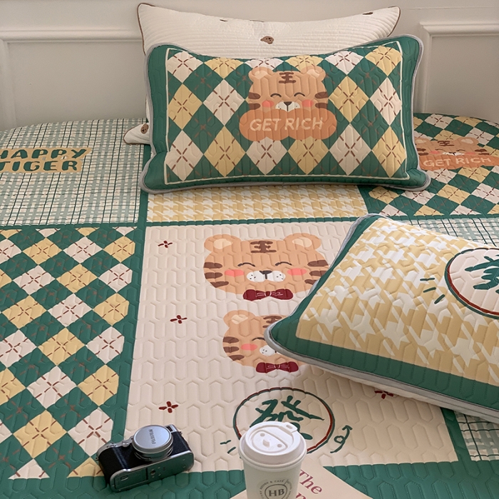 91家纺网 家纺一手货源 找家纺 昔可 2022新款大版印花乳胶凉席 有虎同享