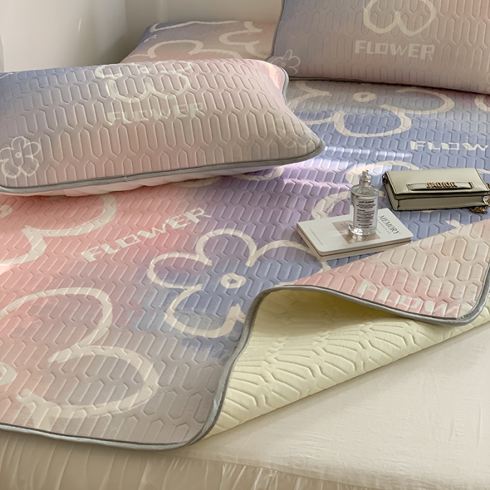 91家纺网 家纺一手货源 找家纺 昔可 2022新款大版印花乳胶凉席 晕染花朵