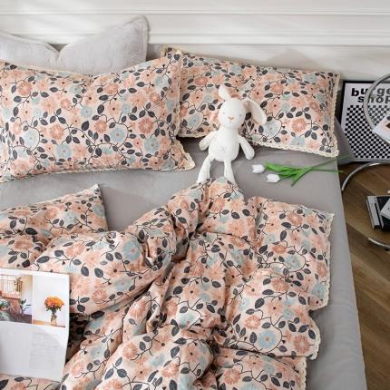 91家纺网 家纺一手货源 找家纺 (总)网客 2024新款全棉水洗棉小碎花花边款系列四件套