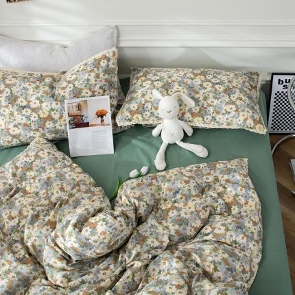 91家纺网 家纺一手货源 找家纺 (总)网客 2024新款全棉水洗棉小碎花花边款系列四件套