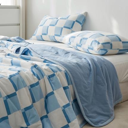 91家纺网 家纺一手货源 找家纺 风向标家纺 2022新款印花三色棋盘格针织夏被 海盐雪糕