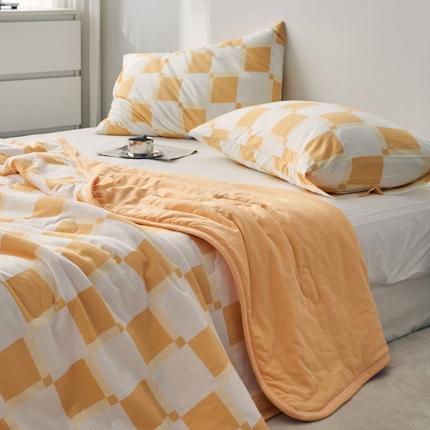 91家纺网 家纺一手货源 找家纺 （总）风向标家纺 2022新款印花三色棋盘格针织夏被