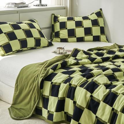 91家纺网 家纺一手货源 找家纺 （总）风向标家纺 2022新款印花三色棋盘格针织夏被