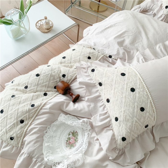 91家纺网 家纺一手货源 找家纺 玛奇朵 2022新款韩式小香风40S水洗棉-赛琳系列 赛琳-月光灰