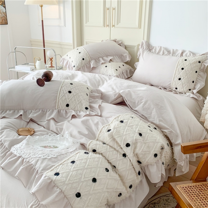 91家纺网 家纺一手货源 找家纺 玛奇朵 2022新款韩式小香风40S水洗棉-赛琳系列 赛琳-月光灰