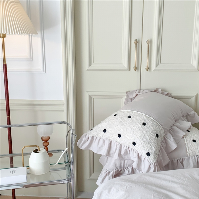 91家纺网 家纺一手货源 找家纺 玛奇朵 2022新款韩式小香风40S水洗棉-赛琳系列 赛琳-月光灰