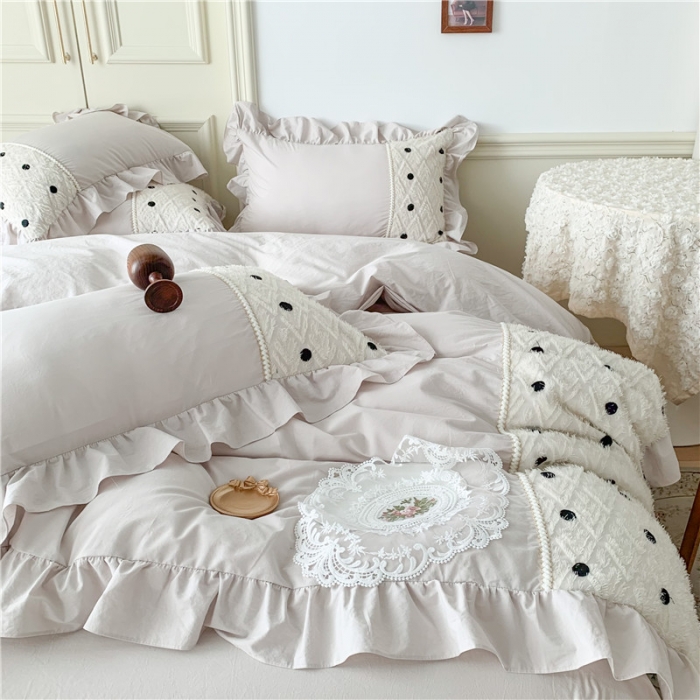 91家纺网 家纺一手货源 找家纺 玛奇朵 2022新款韩式小香风40S水洗棉-赛琳系列 赛琳-月光灰