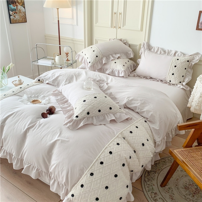 91家纺网 家纺一手货源 找家纺 玛奇朵 2022新款韩式小香风40S水洗棉-赛琳系列 赛琳-月光灰