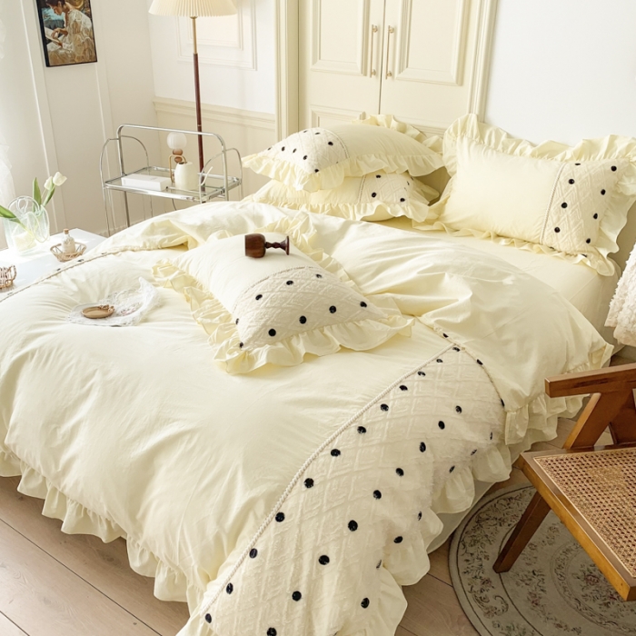 91家纺网 家纺一手货源 找家纺 玛奇朵 2022新款韩式小香风40S水洗棉-赛琳系列 赛琳-芝士黄