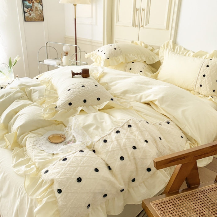 91家纺网 家纺一手货源 找家纺 玛奇朵 2022新款韩式小香风40S水洗棉-赛琳系列 赛琳-芝士黄