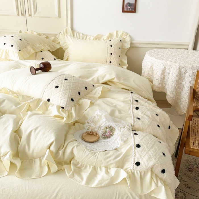 91家纺网 家纺一手货源 找家纺 玛奇朵 2022新款韩式小香风40S水洗棉-赛琳系列 赛琳-芝士黄