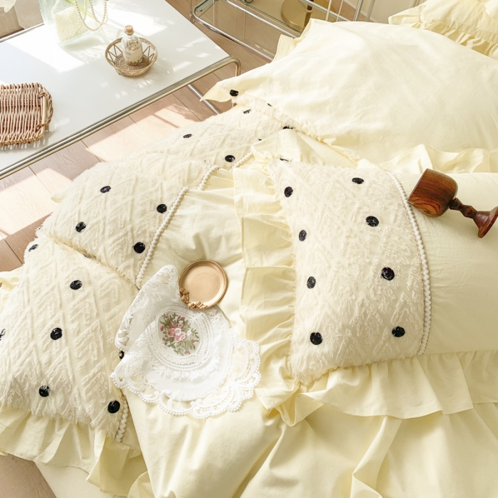 91家纺网 家纺一手货源 找家纺 玛奇朵 2022新款韩式小香风40S水洗棉-赛琳系列 赛琳-芝士黄