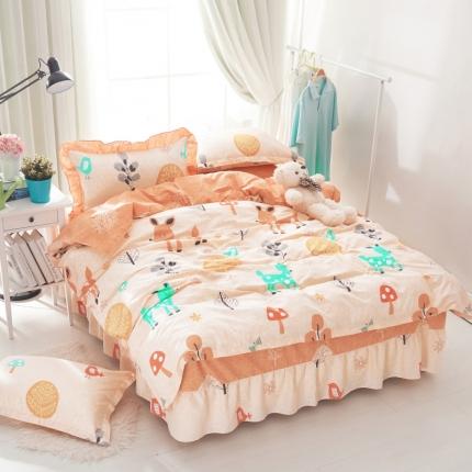91家纺网 家纺一手货源 找家纺 （总）爱妮玖玖 2021新款萌夏卡通单层床裙四件套