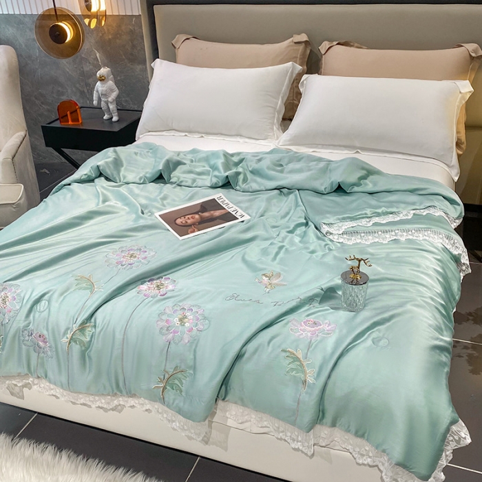 91家纺网 家纺一手货源 找家纺 （总）吾秀 2022新款50S莱赛尔天丝刺绣夏被-花仙子