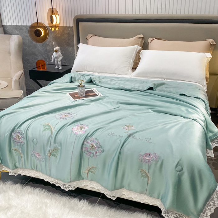 91家纺网 家纺一手货源 找家纺 （总）吾秀 2022新款50S莱赛尔天丝刺绣夏被-花仙子