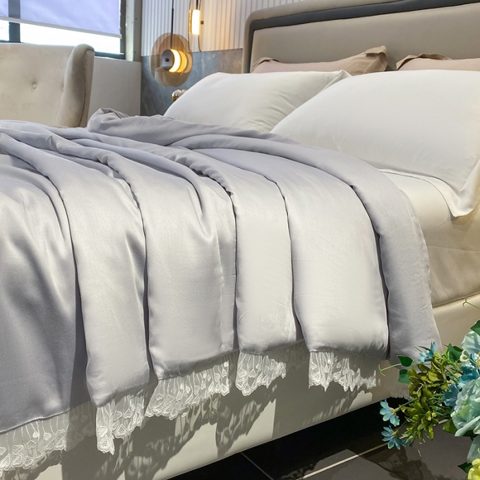 91家纺网 家纺一手货源 找家纺 吾秀 2022新款50S莱赛尔天丝刺绣夏被-花仙子 花仙子-银灰