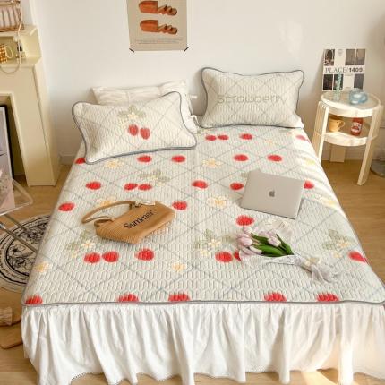 91家纺网 家纺一手货源 找家纺 昔可 2022新款圆网乳胶凉席 夏日小草莓