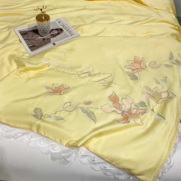 91家纺网 家纺一手货源 找家纺 （总）吾秀 2022新款莫代尔花边刺绣夏被-花意