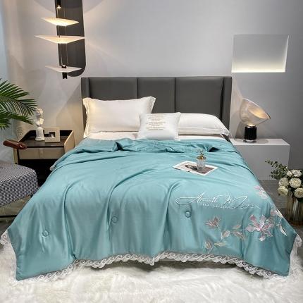 吾秀 2022新款莫代尔花边刺绣夏被-花意 花意-蓝