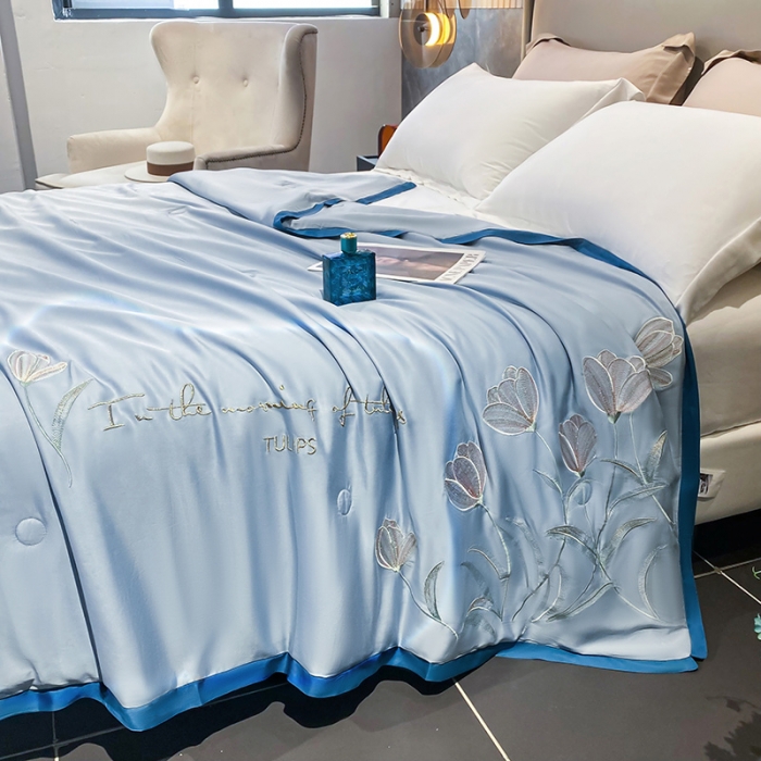 91家纺网 家纺一手货源 找家纺 （总）吾秀 2022新款莫代尔重工刺绣夏被-郁金香