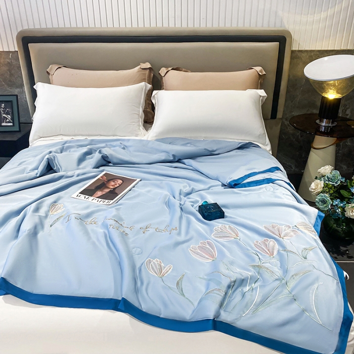 91家纺网 家纺一手货源 找家纺 （总）吾秀 2022新款莫代尔重工刺绣夏被-郁金香