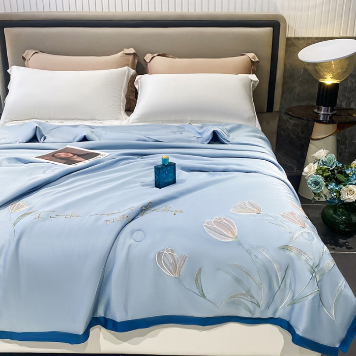 91家纺网 家纺一手货源 找家纺 （总）吾秀 2022新款莫代尔重工刺绣夏被-郁金香