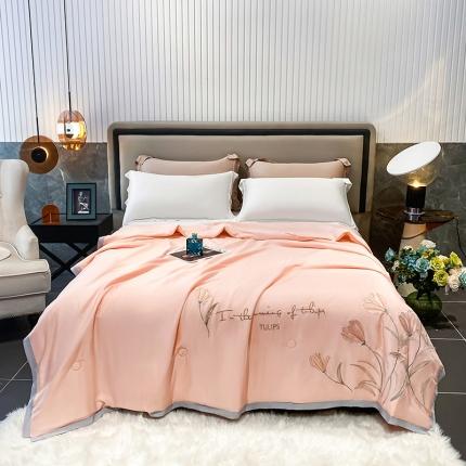 吾秀 2022新款莫代尔重工刺绣夏被-郁金香 郁金香-玉