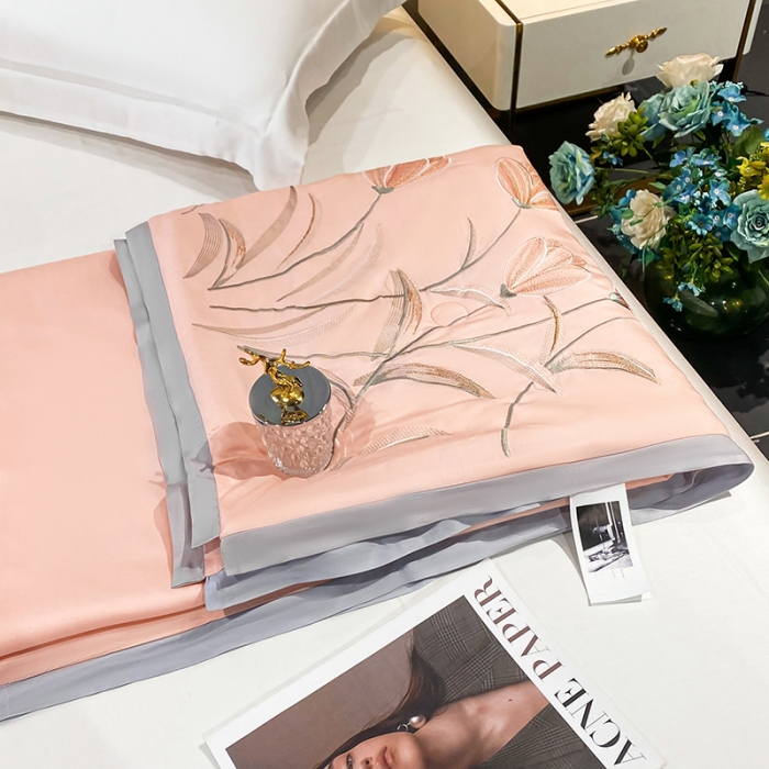 91家纺网 家纺一手货源 找家纺 吾秀 2022新款莫代尔重工刺绣夏被-郁金香 郁金香-玉