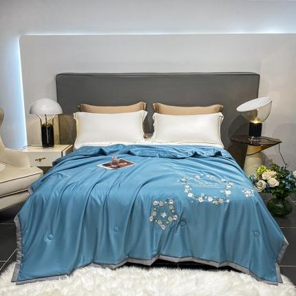 吾秀 2022新款柔赛丝刺绣夏被-洛丽丝 洛丽丝-蓝
