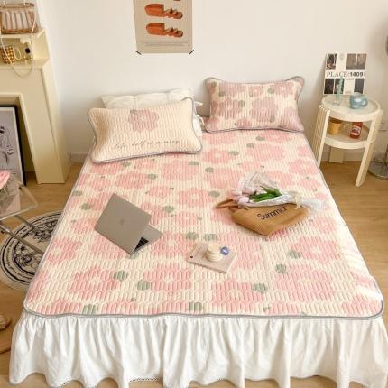 昔可 2022新款圆网乳胶凉席 粉色油画花