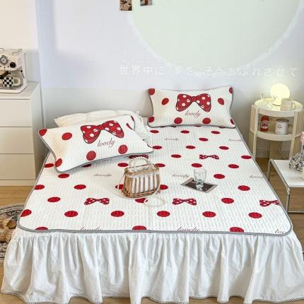 昔可 2022新款圆网乳胶凉席 红波点蝴蝶结