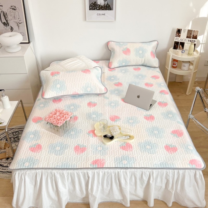 91家纺网 家纺一手货源 找家纺 昔可 2022新款圆网乳胶凉席 花朵草莓