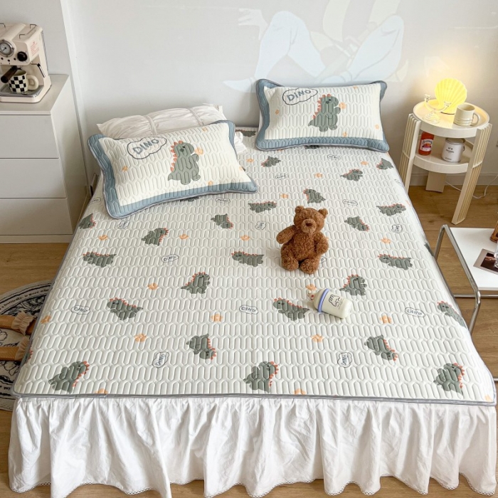 91家纺网 家纺一手货源 找家纺 昔可 2022新款圆网乳胶凉席 萌萌恐龙