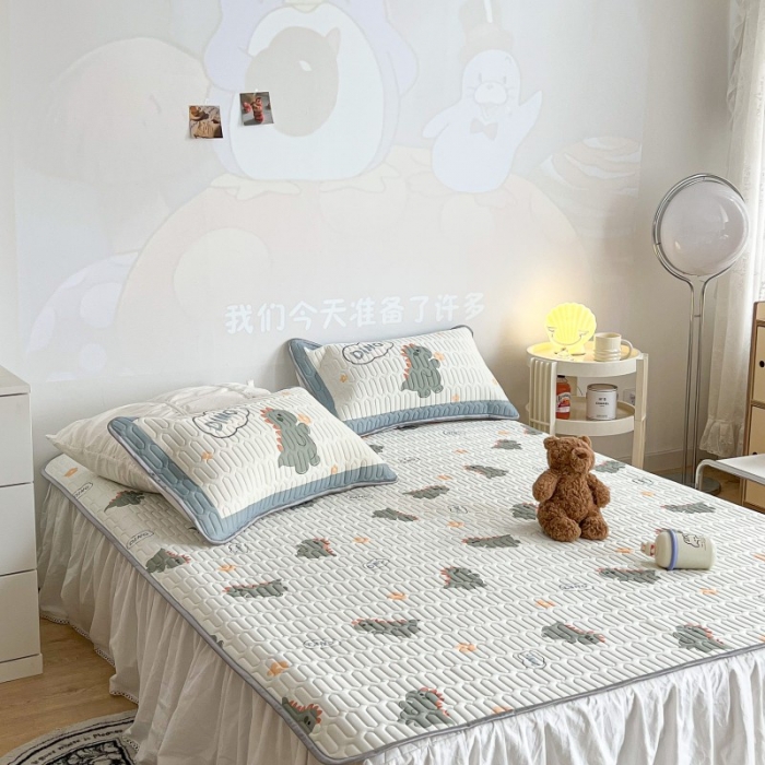 91家纺网 家纺一手货源 找家纺 昔可 2022新款圆网乳胶凉席 萌萌恐龙