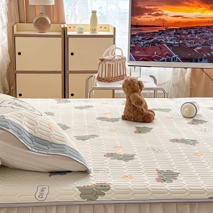 91家纺网 家纺一手货源 找家纺 昔可 2022新款圆网乳胶凉席 萌萌恐龙