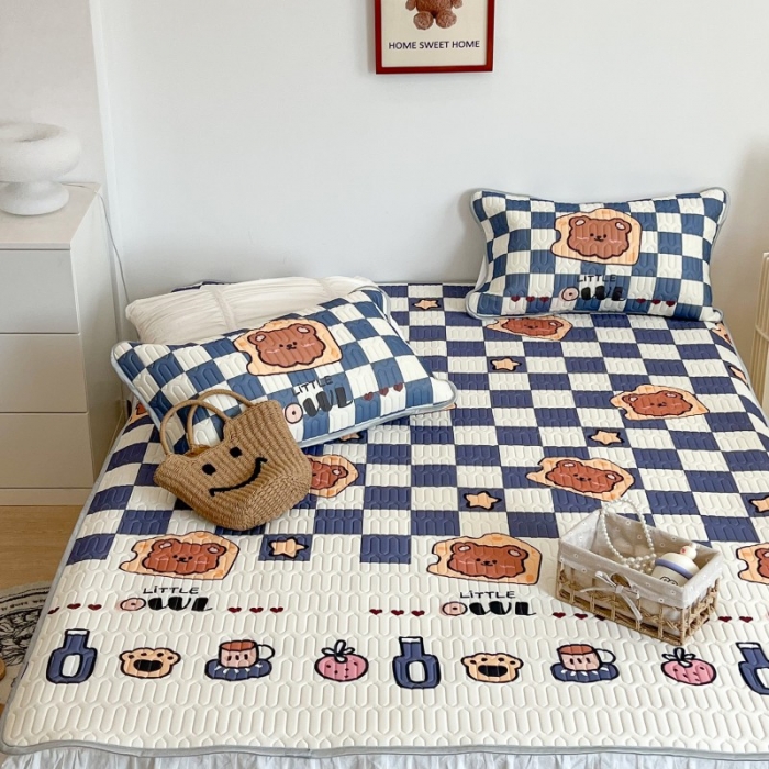 91家纺网 家纺一手货源 找家纺 昔可 2022新款圆网乳胶凉席 棋盘熊