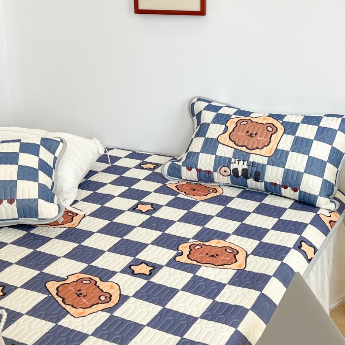 91家纺网 家纺一手货源 找家纺 昔可 2022新款圆网乳胶凉席 棋盘熊